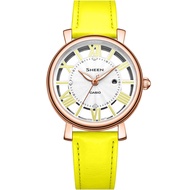 Casio นาฬิกาข้อมือผู้หญิง CASIO นาฬิกาควอตซ์สายหนังหน้าปัดใหญ่สีแดง SHN-5010L-4A