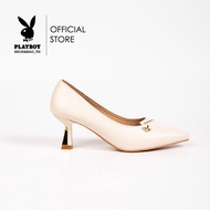 Playboy รองเท้าคัชชูส้นสูง ลิขสิทธิ์แท้ รุ่น ST-H241C1162 ดีไซน์แต่งเส้นเพชรส้นทอง มี 2 สี สีดำและสีขาว