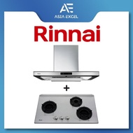 RINNAI RH-C91A-SSVR 90CM CHIMNEY HOOD WITH TOUCH CONTROL + RINNAI RB-3SI 3 BURNER INNER FLAME STAINLESS STEEL GAS HOB