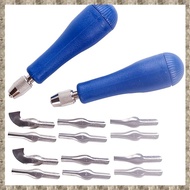 (RSDF) Art Block Cutters- Craft Linoleum Carving Tools with 12Pcs(6 Type) Blades & 2 Plastic Storage