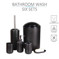 6PcsSet Luxury Bathroom Accessories Plastic Toothbrush Holder Cup Soap Dispenser Dish Toilet Brush Holder Trash Can Set