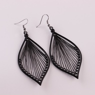 Unique Handmade Leaf Earrings Bohemian Style Exaggerated Woven Leaf Earrings Famous Ethnic Style Jew