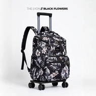[ THE LYON - BLACK FLOWERS motif ] 20 INCH KOREA BARLEY PLANE CABIN TROLLEY BACKPACK WATERPROOF PARA