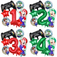 Party needs 7pcs Super Mario kids birthday party balloon set Super Mario birthday digital balloon party decoration supplies kids toys aluminum film balloons