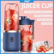 JTKE Portable Juicer Cup Fruit Juice Cup Automatic Small Electric Juicer Smoothie Blender Ice Crush Cup