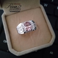 cincin lelaki permat pink silver 925, cincin perak lelaki permata pink, silver 925 men ring in pink stone, cincin silver