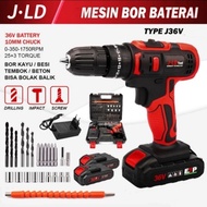 JLD Cordless Battery Drill 36V Impact Drill 2 Batteries