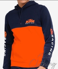Jaket Hoodie Jumper Pull Over KTM Bahan Kain Flecee Warna Orange Kombinasi Hitam