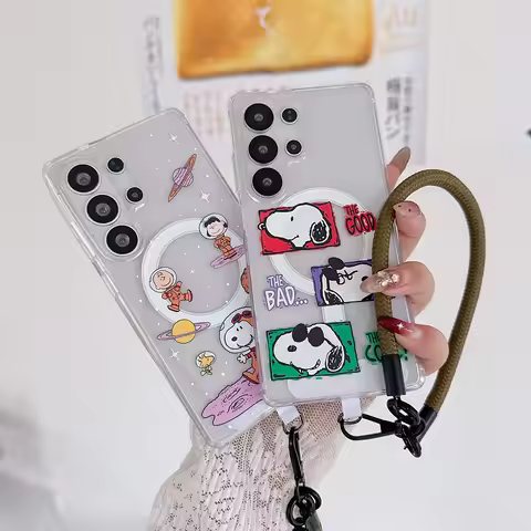 Anime Astronaut Snoopy Phone Case for Samsung Galaxy S23 S24 S25 S26 Ultra Plus FE A55 A56 A57 Lucy 