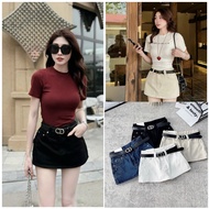 PEACHES STUDIO QCCC QCL1 CV0604 3316 C-belt short denim jean skirt