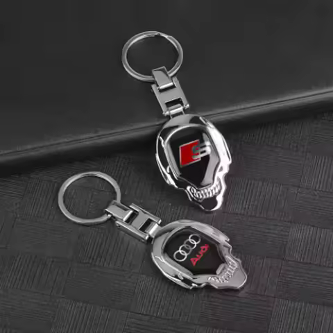 YSK@Audi New Metal Car Badge Key Chain Decorative Keychain Ring For Audi Q3 Q5 Q7 TT TTS Sline RS4 B