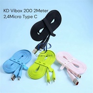 Vibox VB-200 2Meter 2.4 Micro Type C Lightning Data Cable | 2 Meter Charging Cable | GLX Flat Cable