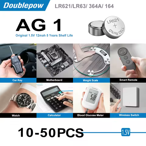 10-50pcs AG1 Button Battery LR621 364A SR621SW 164 Coin Cell 1.5V for Calculator Remote Controller T