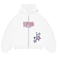 PUTIH Hpnd - White Boxy Hoodie Teach And Peace / Zipper Hoodie Boxy / Zipper Boxy 280-300gsm FleeceS
