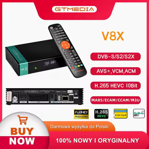 GTMEDIA V8X Satellite TV Receiver DVB-S/S2/S2X H.265 HEVC 10Bit,CA Card Reader STB,MARS/ECAM/CCAM/M3
