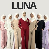 LUNA SET BAJU DAN SELUAR PEREMPUAN WANITA SATU SET PAKAIAN SUKAN AIRPORT OUTFIT WOMEN SET BLOUSE AND