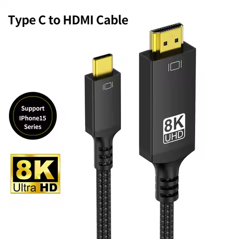 CYANMI USB C to HDMI Cable 8K 4K Type C to HDMI 2.1 Cord Thunderbolt 4 To 8K60Hz 4K120Hz with iPhone