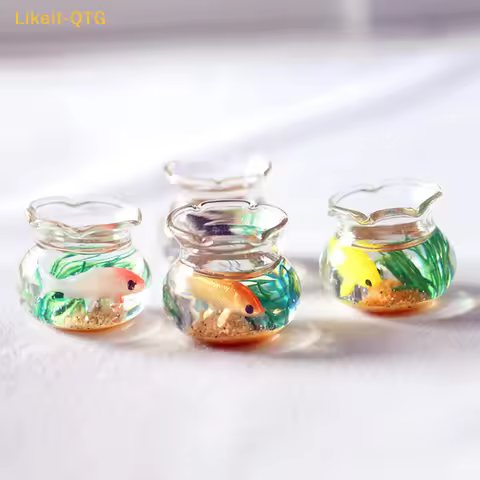 1Pc Mini Fish Tank Random Color Miniature Model Fish Carp Simulation Animals Toys DIY Decor Fish Fig