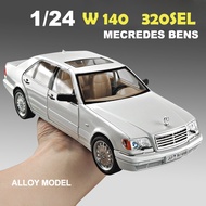 Diecast car 1:24 Mercedes Benz W140 320SEL Toy Car Model Diecast Racing Miniature Model Sound & Ligh