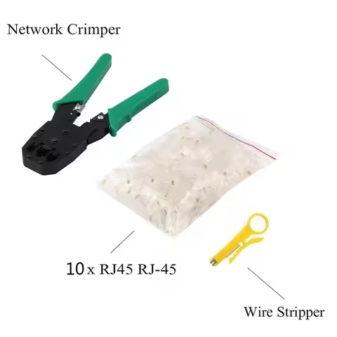3 in 1 Network Cable Cat6 Cat5 RJ45 Crimp Pliers Tool Kit with 10 Pcs RJ45 8P8C Network Cable Connec
