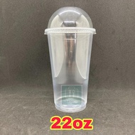 TAPAU - ( 100 sets± ) EC 22oz PP Clear Cup with " Dome Lid " E22 - Disposable Plastic Cup - Thick