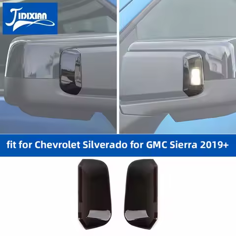 JIDIXIAN Fit for Chevrolet Silverado for GMC Sierra 2019 Up Car Smoked Mirror Turn Signal Light Lamp