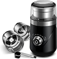 Coffee & Spice Grinder Electric with 2 Removable Stainless Steel Cups, Timed Grind Control Rotary Kn