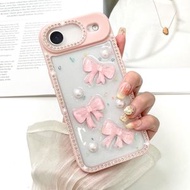 iPhone Air Case 閃鑽蝴蝶結手機殼可爱苹果防跌落保護殼 粉色