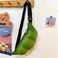 Creative Edamame Shoulder Bag Plush Pea Messenger Bag Fun Funny Chest Bag for Women Girls Crossbody