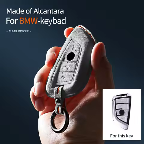 Alcantara Car Key Case Cover For BMW X1 X3 X5 1 2 3 5 7 Series F15 F16 F20 F22 F30 F32 G30 Keychain 