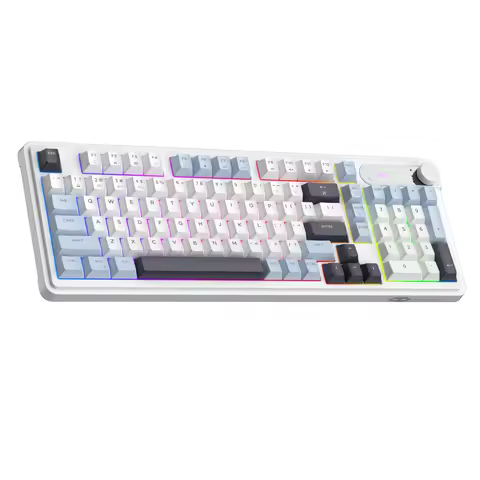 MageGee GK960 Wireless Gaming Keyboard, RGB Tri-Mode Wired/BT/2.4G Creamy Keyboard with Number Pad, 