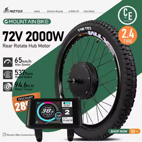 MTX 72V 2000W Electric Bike Conversion Kit with 2.4 Tire Rear Brushless Hub Motor Wheel 20-29inch700