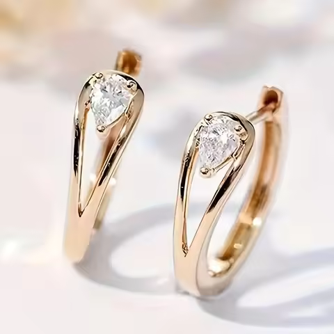 Dazzling Geometric White Zircon Hoop Earrings for Women Exquisite Fashion Engagement Wedding Earring