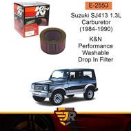 K&amp;N Performance Washable Drop In Air Filter (KN-AF-E-2553) - Suzuki SJ413 1.3L Carburetor / Jimny 1.3L