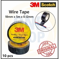 3M Temflex Vinyl PVC Electrical Tape Waterproof Wire Tape (10pcs black) 3m Wayar Tape 18MM / black t