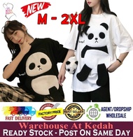 Baju Cotton Viral Panda Loose Shirt 3D Panda Design Shirt Cartoon Shirt Baju Kartun Panda Baju Comel