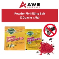 Powder Fly Killing Bait Green Leaf 20 Packs Kill System Flies Ant Umpan Serbuk Bunuh Lalat Racun Serangga Pest Control