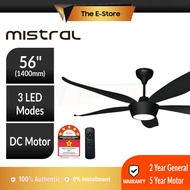 (5 Years Warranty) Khind Mistral 56" 5 Blades LED Ceiling Fan with DC Motor | MCF562RL (Lighting Kip