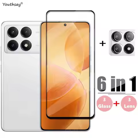 6in1 Cover Glass For Poco X6 Pro Tempered Glass Poco X6 Pro Screen Protector HD Protective Phone Len