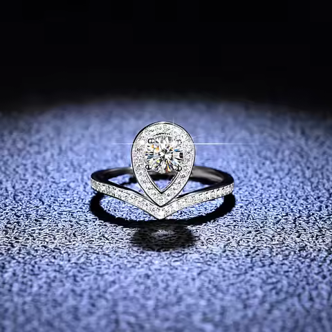 Princess Crown Ring 0.5ct Moissanite PT950 Platinum - 0.5ct moissanite crown, trendy design, fairy-s