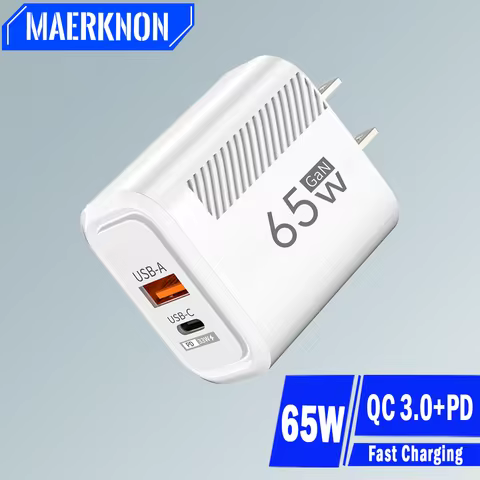PD 65W GaN Charger USB C Fast Chargering Adapter For Samsung S22 S21 iPhone 14 13 Xiaomi Huawei LG Q