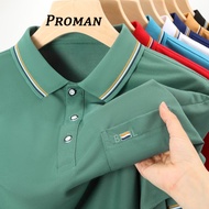 【READY STOCK】ProMan baju polo lelaki Men's Shirt Business Multicolor Stitching Pocket Casual Lapel T