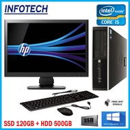 [ New Led Monitor 20 inch ] Full Set Hp desktop ( intel core i5 4570 3.2-3.6ghz , 4gb ram or 8gb ram , 120gb ssd + 500gb hdd , dvd , w10pro ) + 20 Wide monitor + keyboard , mouse , wifi , Pro 6200 8200 complete pc set Elite