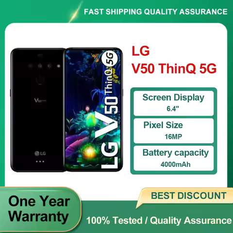 LG V50 ThinQ 5G Refurbished Unlocked Original V500N/V450VM Fingerprint Single sim 16MP 6.4" inches P