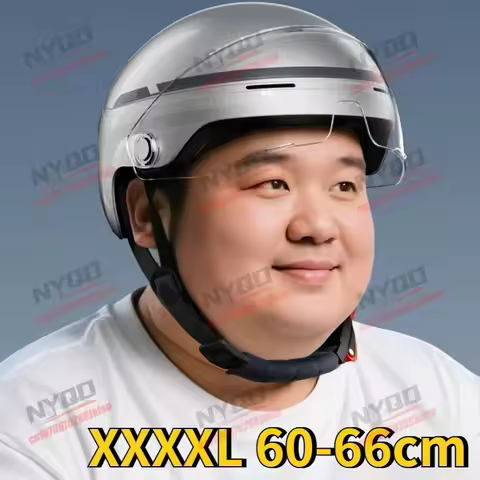 XXXL 61-66cm Large Motorcycle Helmet Electric Bicycle Four Seasons Plus Size Summer HD Sunscreen Len