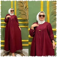 COD - MIDI PANJANG WANITA JUMBOO / DRESS WANITA POLOS RAYON TWIL