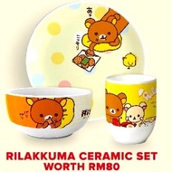 Rilakkuma Ceramic Plate Bowl Set Original Licensed Product