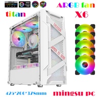 Mingsu Titan Proเคสคอมพิวเตอร์เดสก์ท็อปด้านข้างโปร่งใสGaming 240 พัดลมระบายความร้อนATXกระดานขนาดใหญ่Backlineเคสคอมพิวเตอร์เปลือกคอมพิวเตอร์สีขาว 机箱