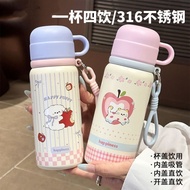 One Cup Three Drinking Cute Thermos 316 Stainless Steel New Style High-Value Children Female Water S
