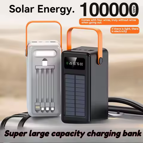100000 mAh Large Capacity Power Bank Detachable Four Wire Solar Power Student Dormitory Portable Ban